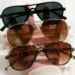 3 pairs set Lightweight Aviator Sunglasses tortoise gold black NEW